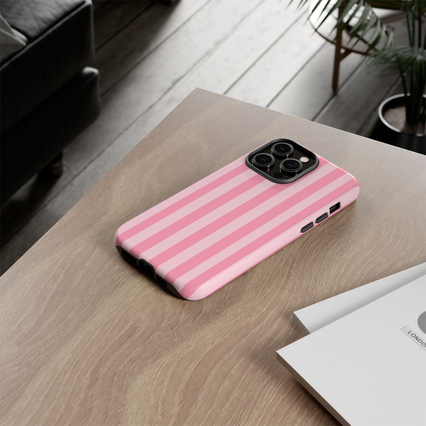 Pink Stripe Phone Case – Pastel Coquette Aesthetic Tough Protective Case