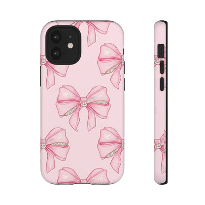 Pink Bow Pattern Phone Case | Coquette Aesthetic Tough Protective Case