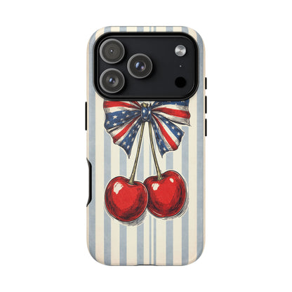 Patriotic Cherry Phone Case Americana Coquette Aesthetic iPhone Samsung