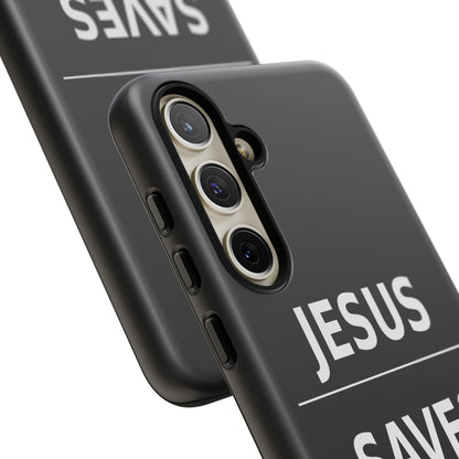 Jesus Saves Phone Case Christian Religious Minimalist Black Tough Cover