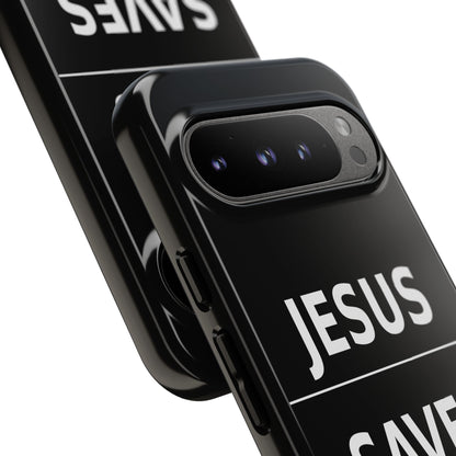 Jesus Saves Phone Case Christian Religious Minimalist Black Tough Cover