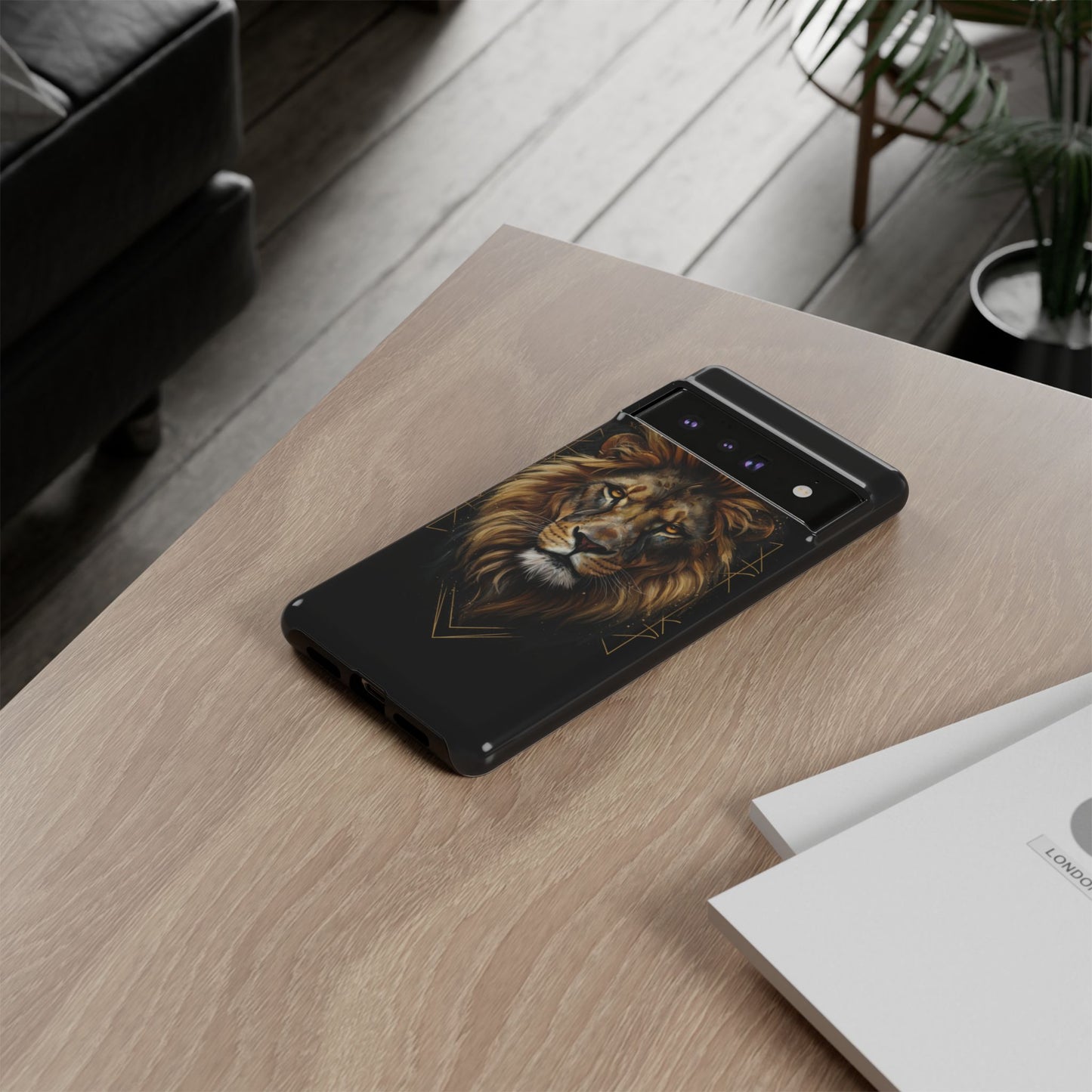 Majestic Lion Phone Case – Black Gold Luxury Lion Art Tough Protective Case