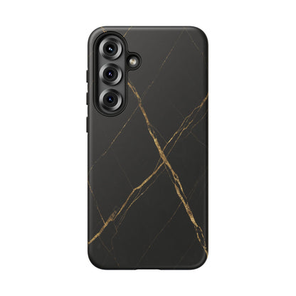 Black Marble Phone Case with Gold Veins – Luxury Minimal Aesthetic Tough Case