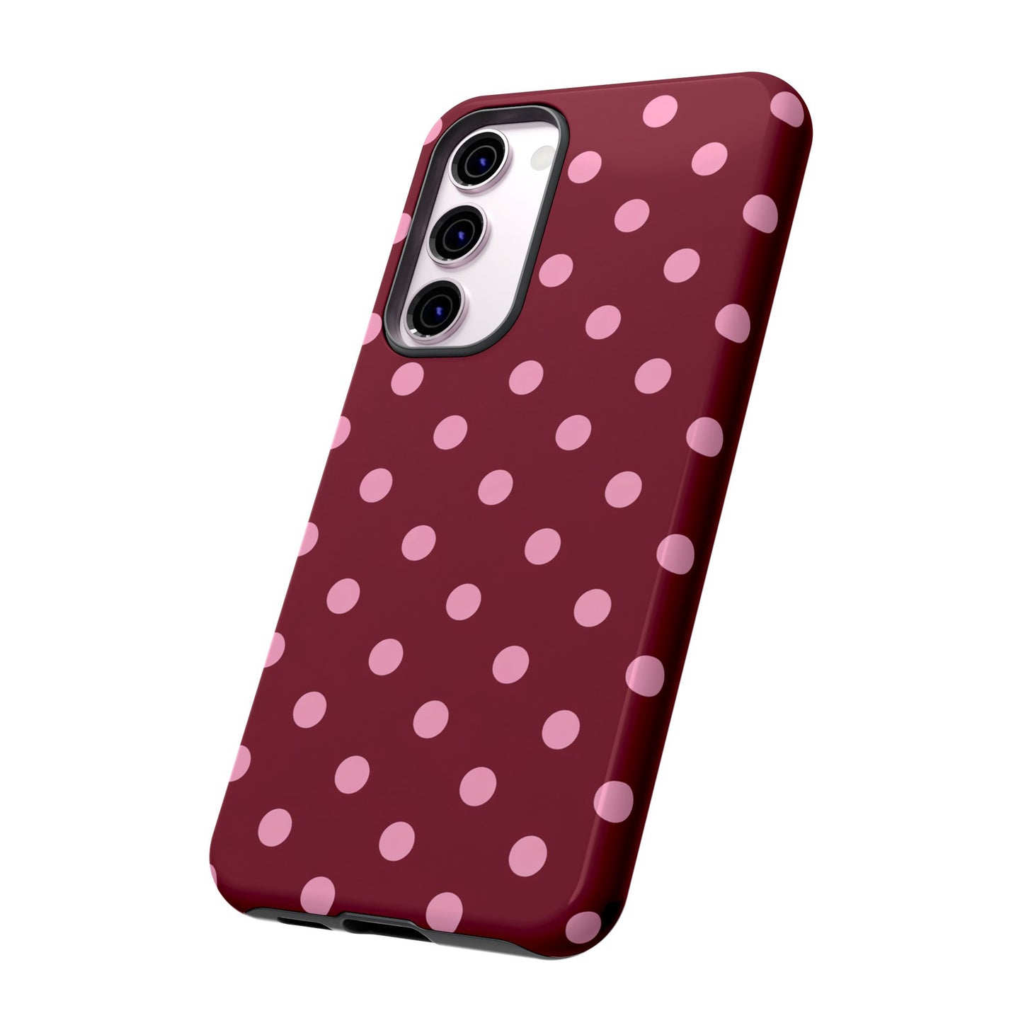 Pink Polka Dot Phone Case – Cute Aesthetic Tough Protective Phone Cover for Iphone, Samsung Galaxy and Pixel