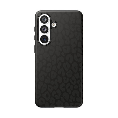 Black Leopard Phone Case | Black on Black Leopard Print Tough iPhone & Samsung Case | Matte or Glossy Protective Cover