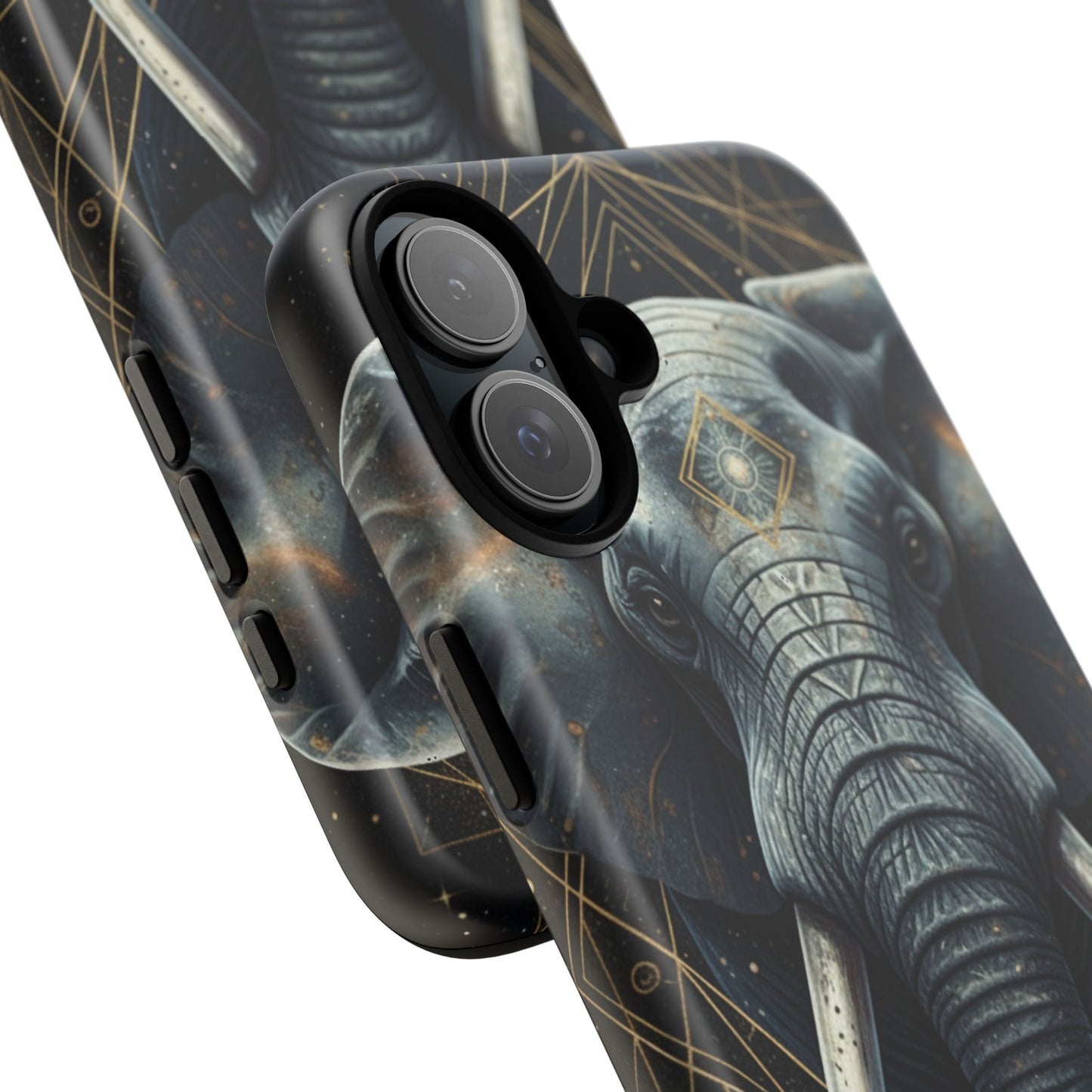 Elephant Mandala Phone Case – Black and Gold Spiritual Elephant Tough Protective Case