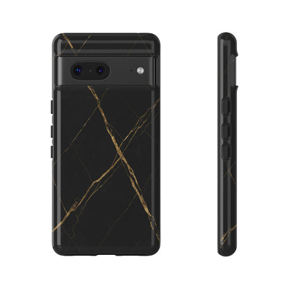 Black Marble Phone Case with Gold Veins | Minimal Luxury Tough Case