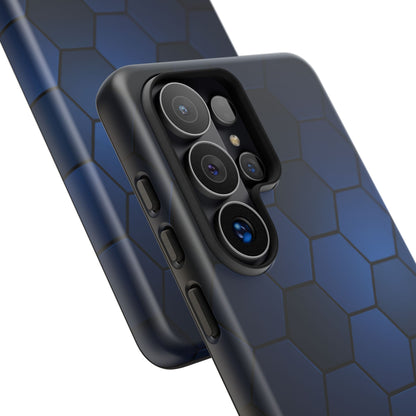 Blue Hexagon Gradient Phone Case | Honeycomb Geometric Tech Aesthetic | Minimalist Tough Case for iPhone & Samsung