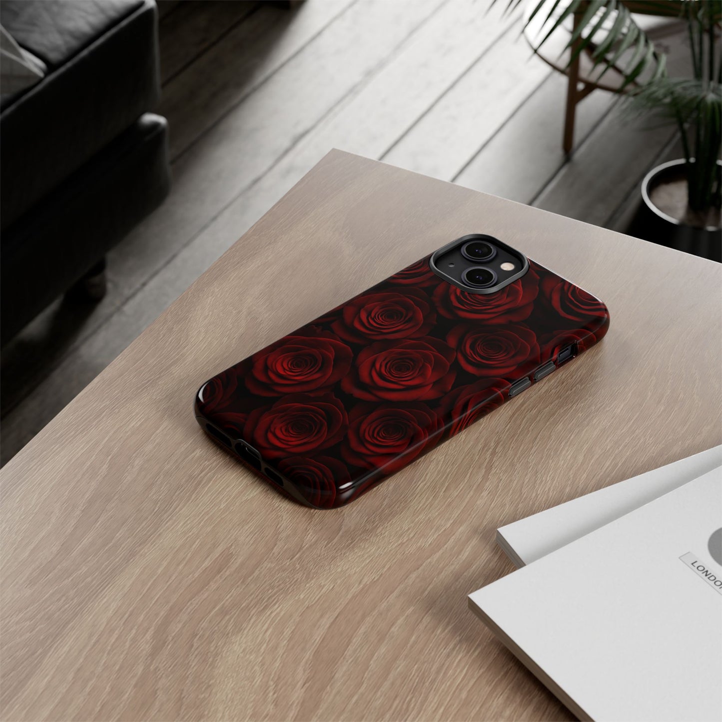 Dark Red Rose Phone Case – Gothic Floral Tough Case (iPhone, Samsung, Pixel)