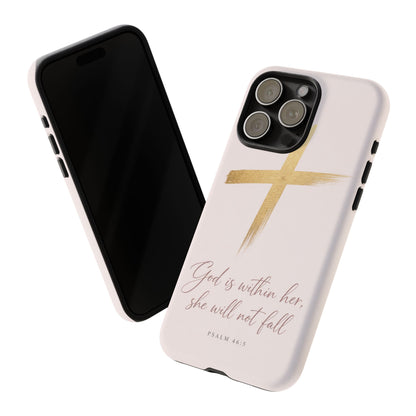 Psalm 46:5 God Is Within Her Christian Cross Phone Case Faith Gift