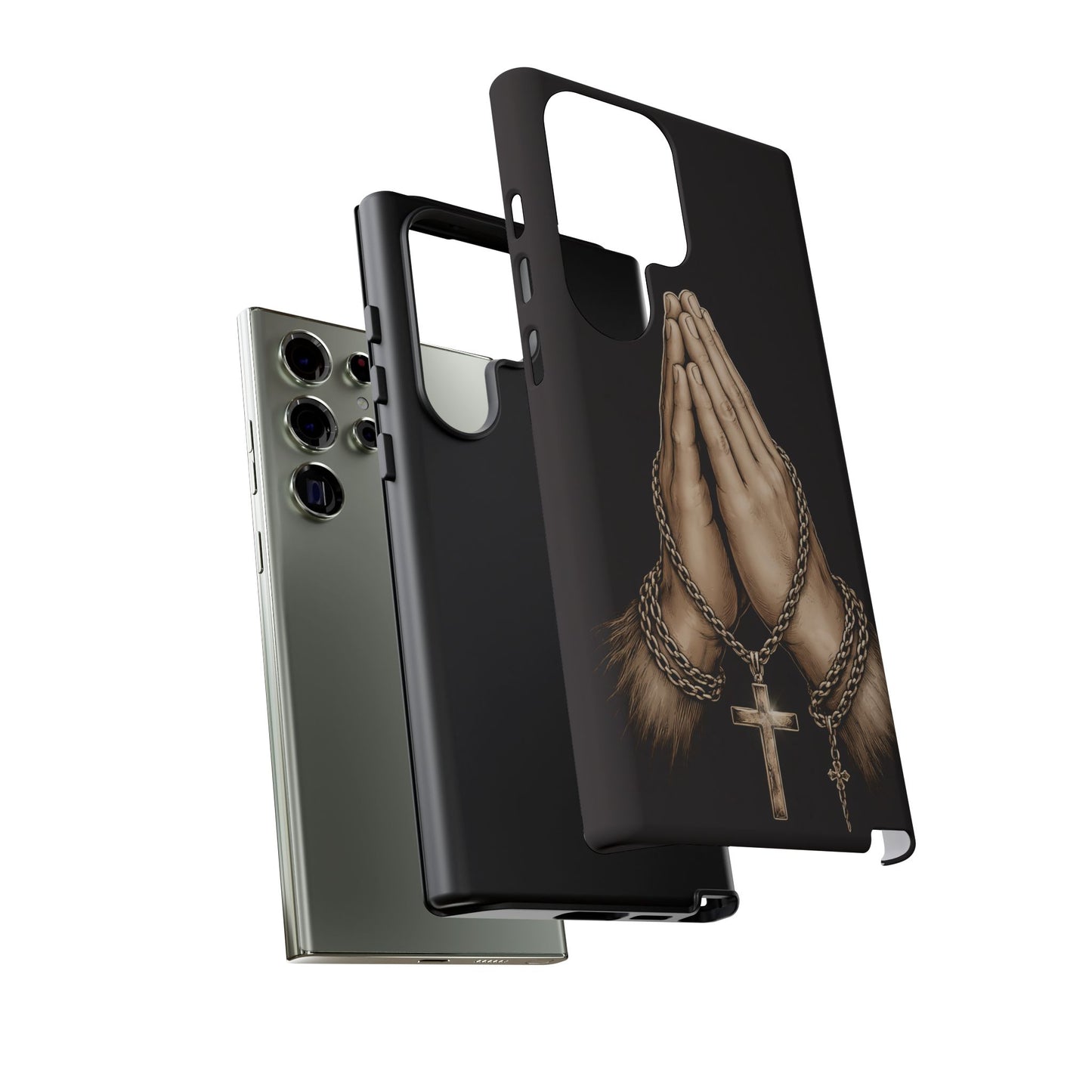 Praying Hands Cross Phone Case – Christian Faith Scripture Cover