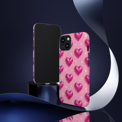 Pink Heart Pattern Phone Case | Tough Protective Case for Iphone, Samsung Galaxy and Pixel