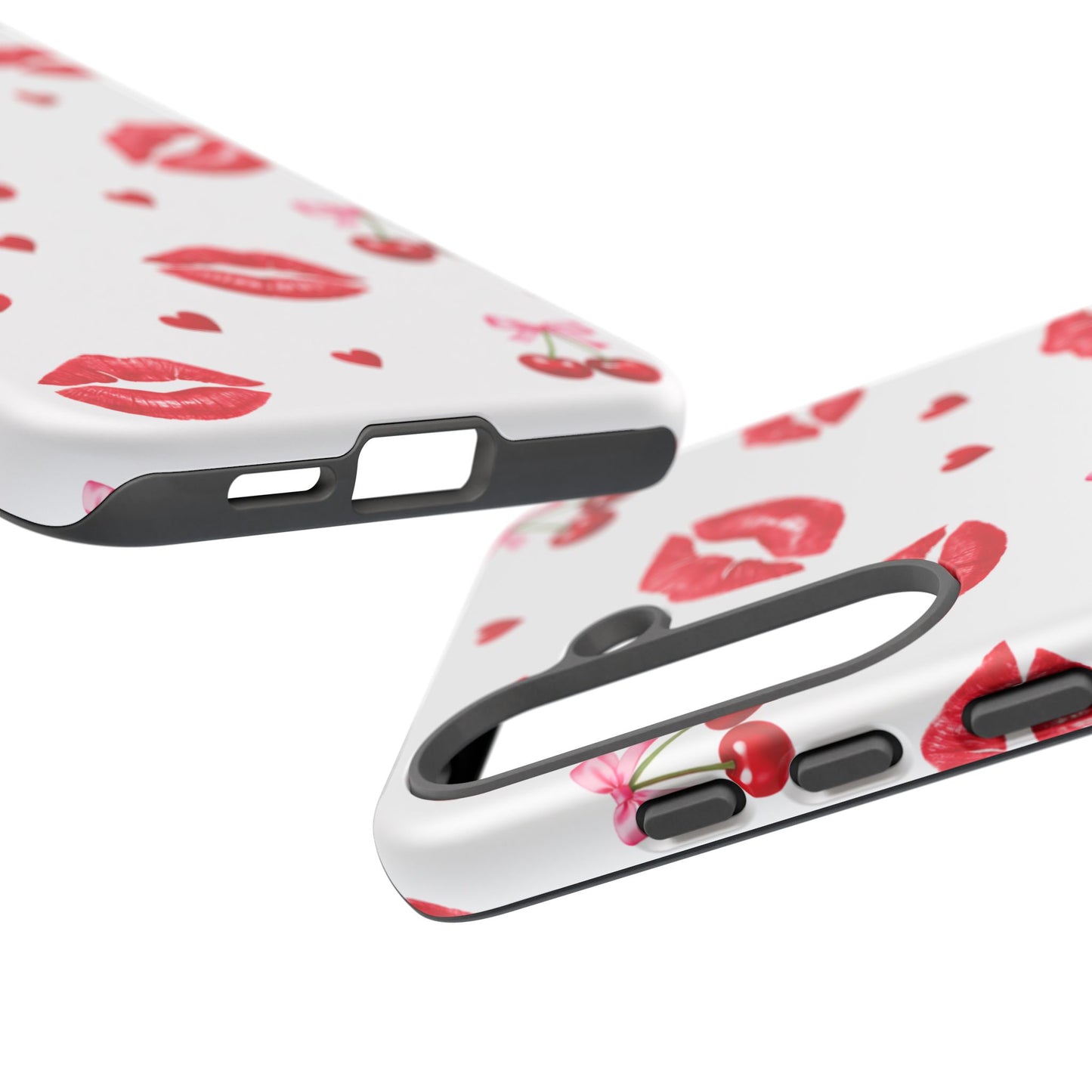 Red Lips & Cherry Phone Case – Y2K Retro Aesthetic Tough Cover