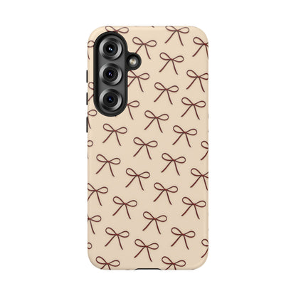 Coquette Bow Phone Case | Neutral Beige Aesthetic iPhone & Samsung Tough Case