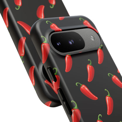 Spicy Chili Pepper Phone Case – Black Cute Hot Pepper Tough Cover for Iphone, Samsung Galaxy and Pixel