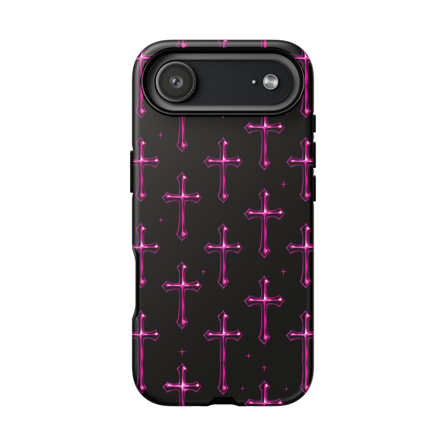 Neon Pink Cross Pattern Phone Case | Tough Protective Case for Iphone, Samsung Galaxy and Pixel