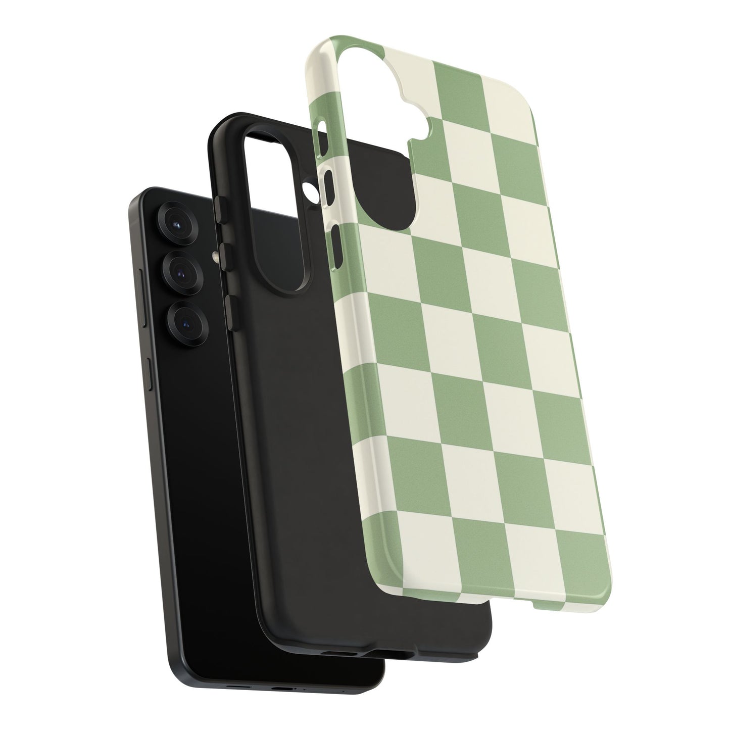 Sage Green Checkerboard Phone Case | Minimal Aesthetic Checkered iPhone & Samsung Tough Case
