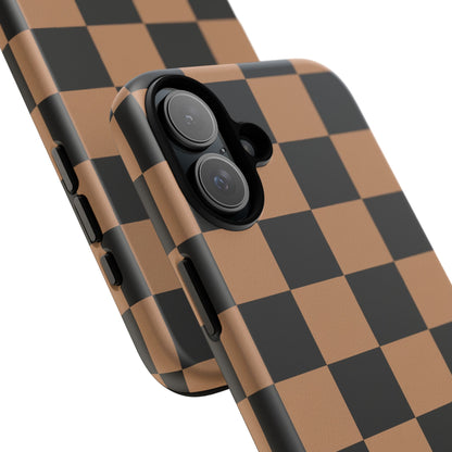 Brown Checkerboard Phone Case | Aesthetic Tough Protective Case