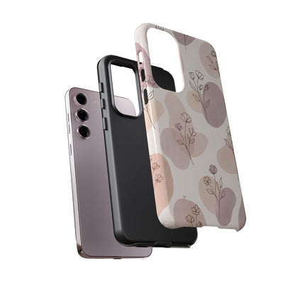 Blush Floral Phone Case Neutral Botanical Watercolor Tough Cover