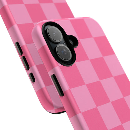 Pink Checkerboard Phone Case – Cute Aesthetic Tough Case for iPhone & Samsung
