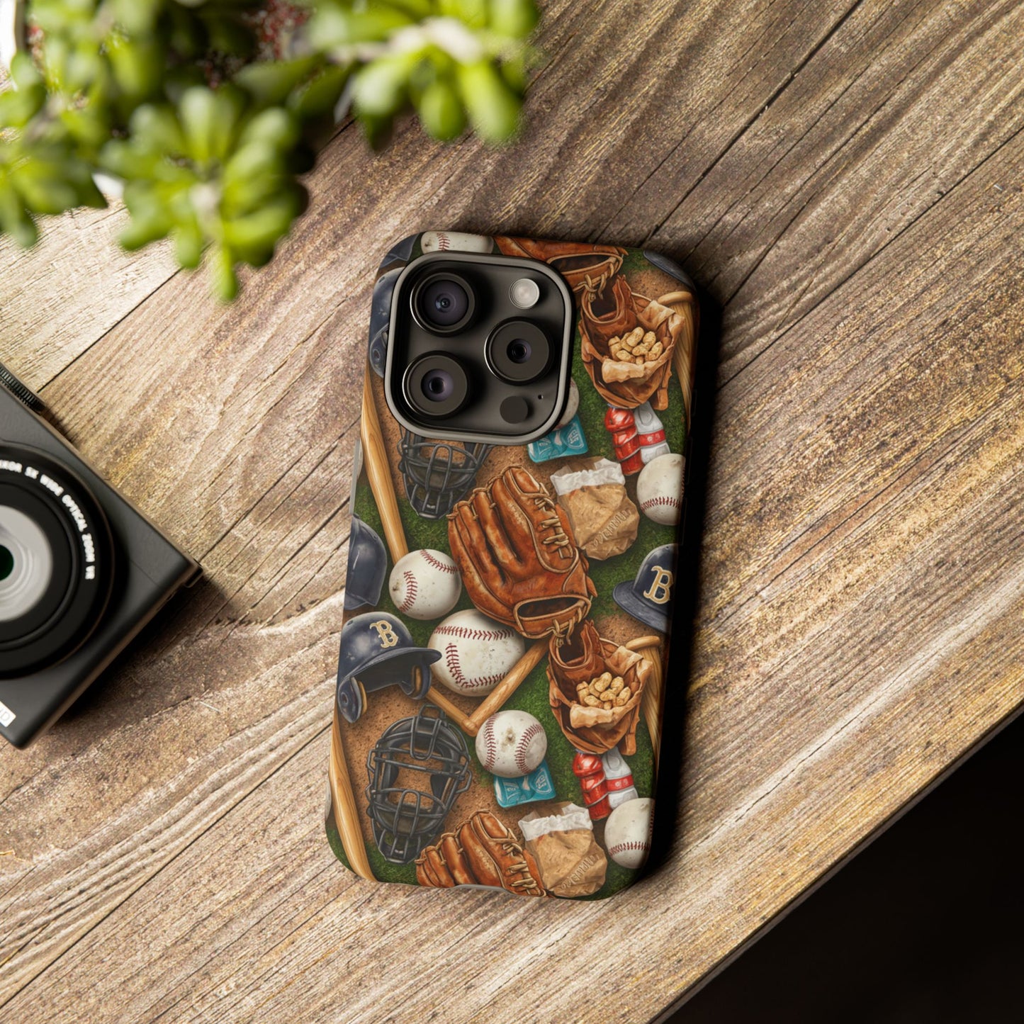 Baseball Gear Collage Phone Case – Vintage Baseball Equipment Sports Tough Case