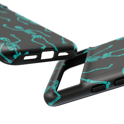Dancing Teal Skeletons Phone Case | Tough Protective Case for Iphone, Samsung Galaxy and Pixel