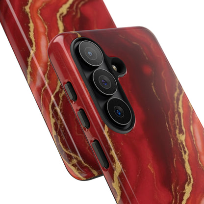 Red Agate Marble Phone Case – Gold Vein Luxury Stone Tough Case (iPhone, Samsung, Pixel)