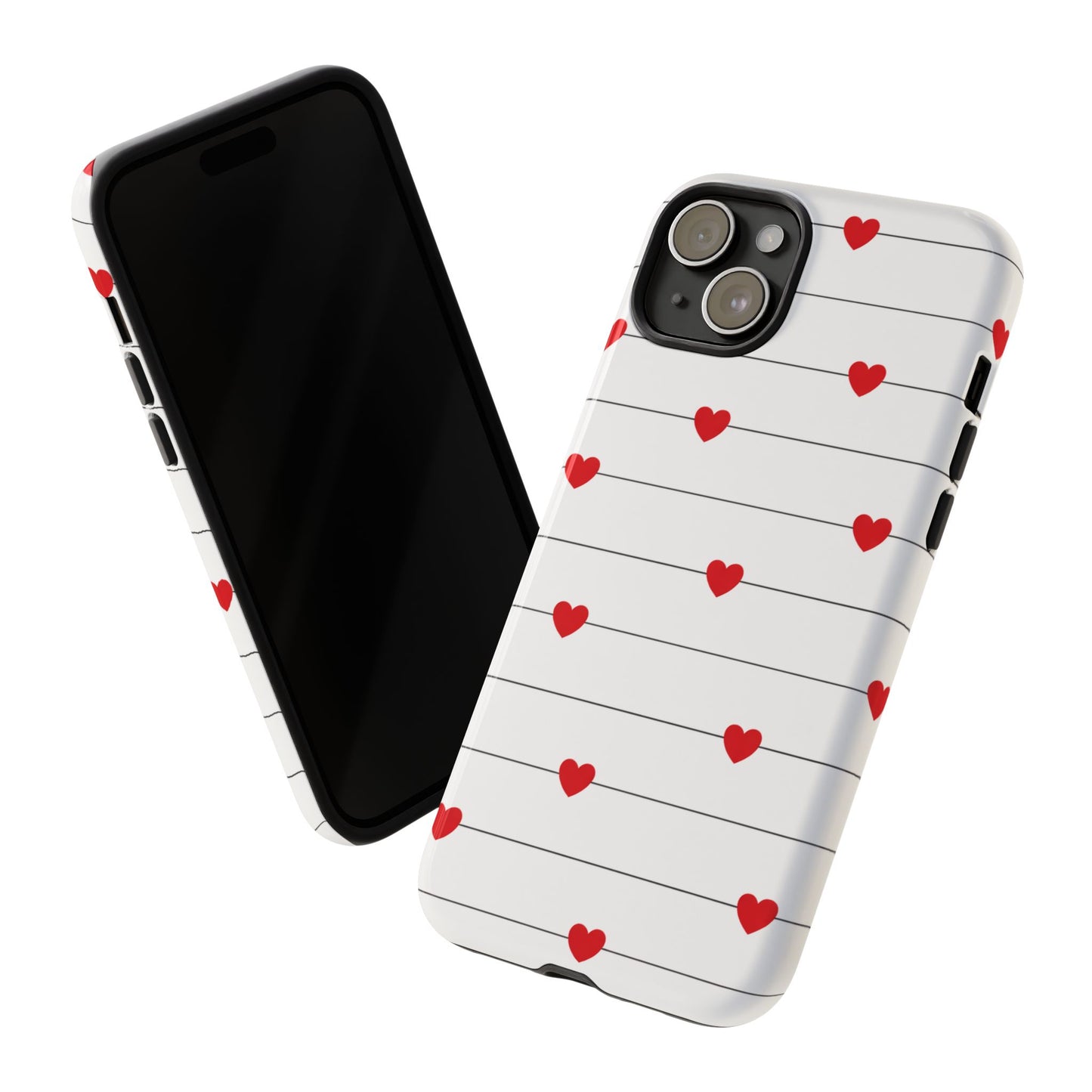 Red Heart Stripe iPhone Case | Tough Shockproof Love Aesthetic Cover