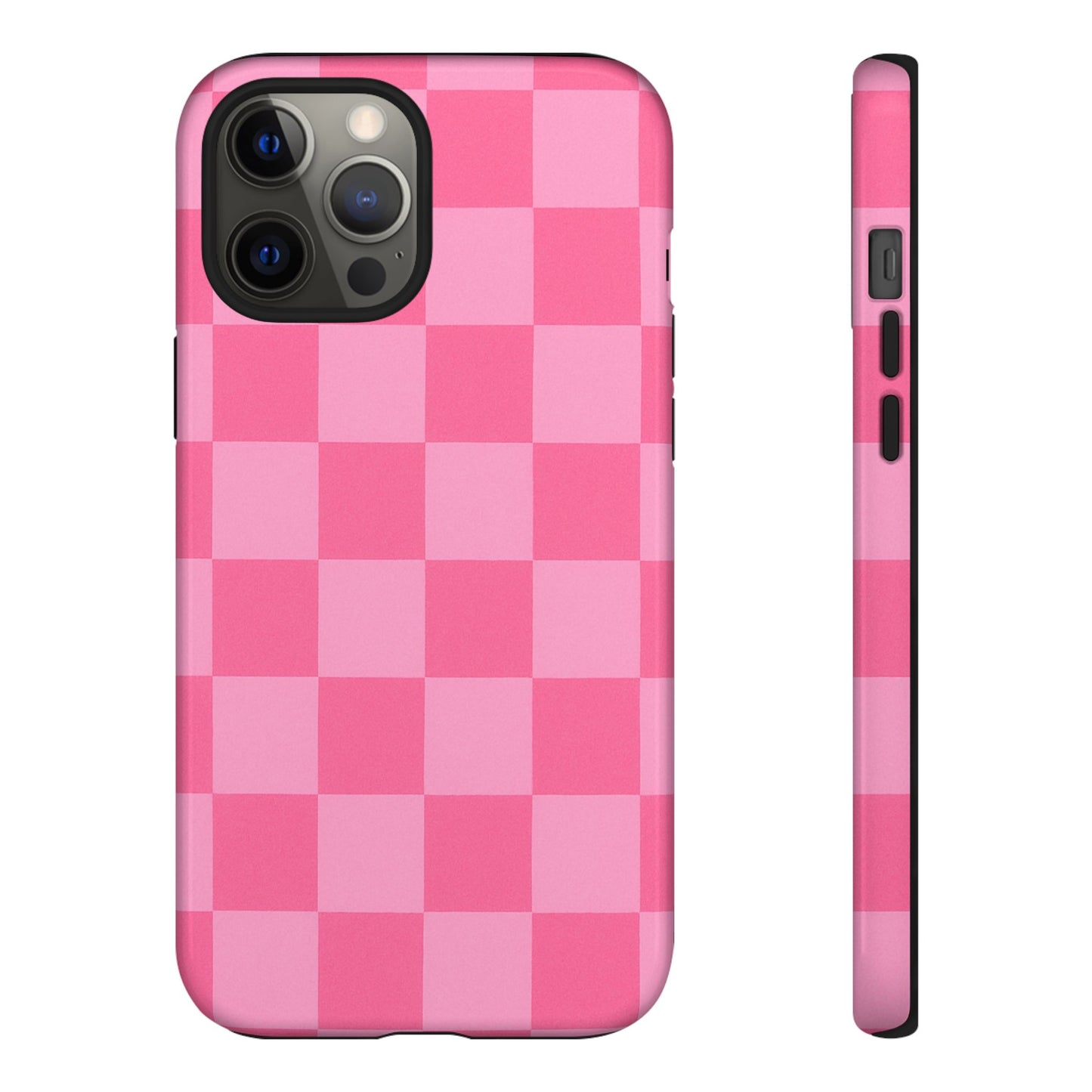 Pink Checkerboard Phone Case – Cute Aesthetic Tough Case for iPhone & Samsung