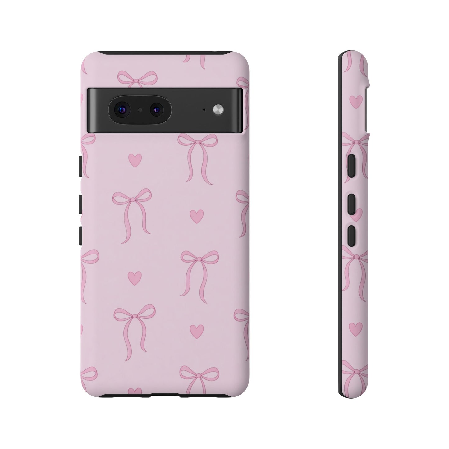 Pink Bow Heart Aesthetic Phone Case – Coquette Cute Tough Cover