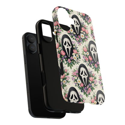 Floral Ghost Face Aesthetic Phone Case – Cute Spooky Tough Cover