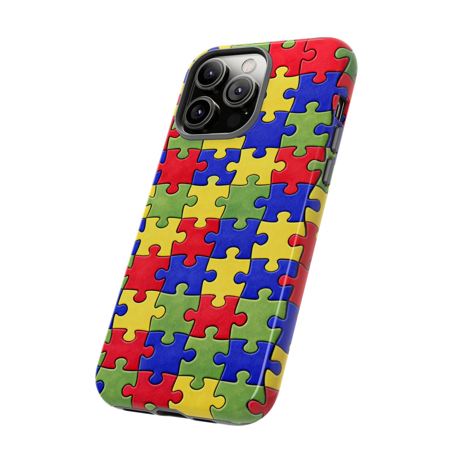 Colorful Puzzle Phone Case, Autism Awareness Jigsaw Design, Tough Protective Case, iPhone & Samsung Case, Vibrant Puzzle Pattern