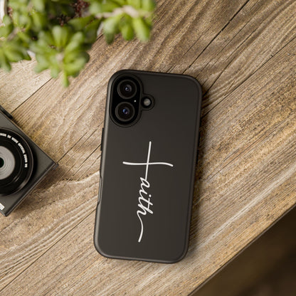 Faith Cross Phone Case, Christian Aesthetic Minimalist Black Matte Case, Religious Gift iPhone Samsung Cover