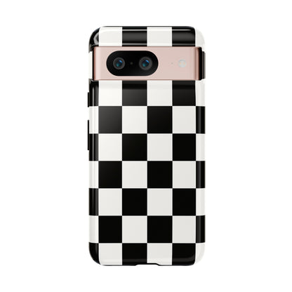 Black & White Checkerboard Phone Case – Classic Aesthetic Tough Protective Case