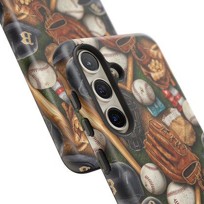 Baseball Gear Collage Phone Case – Vintage Baseball Equipment Sports Tough Case