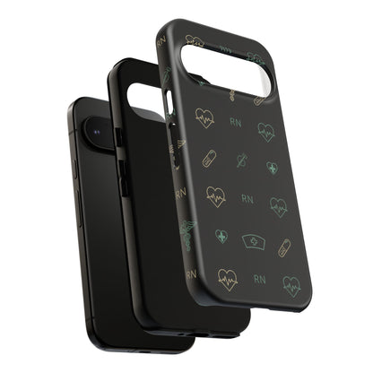 RN Nurse Phone Case – Minimal Medical Icon Pattern Healthcare Worker Tough Case