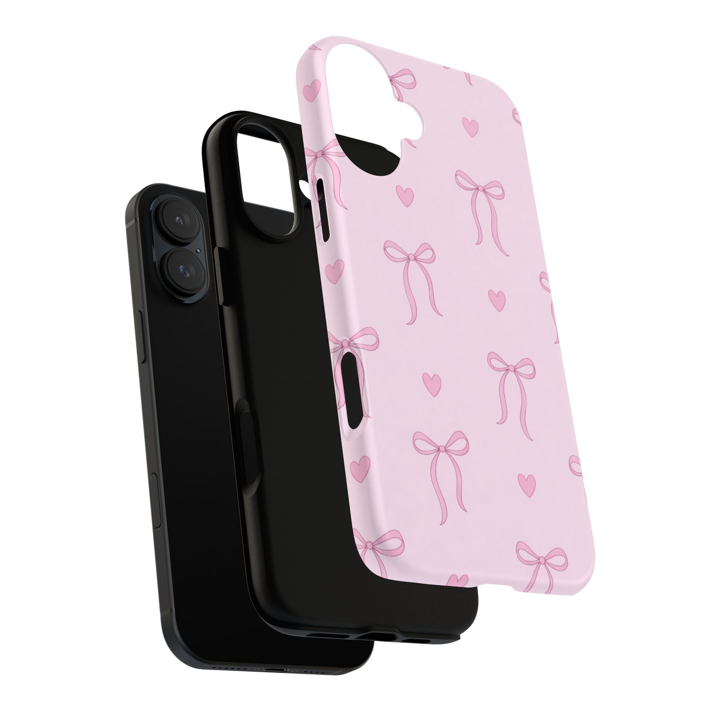 Pink Bow Heart Aesthetic Phone Case – Coquette Cute Tough Cover