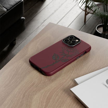 Black Rose Burgundy iPhone Case | Dark Aesthetic Shockproof Protective Cover