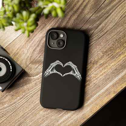 Skeleton Hands Heart Phone Case | Gothic Black Protective Cover