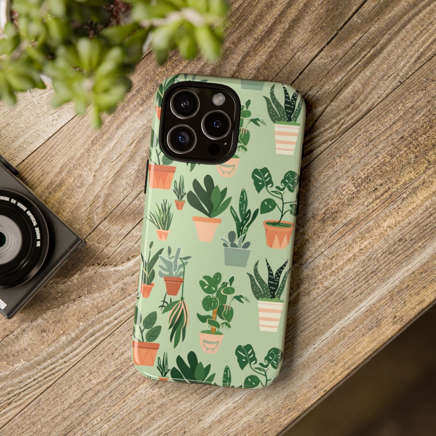 Plant Lover Phone Case | Cute Potted Plants Pattern | Botanical Aesthetic Tough Case