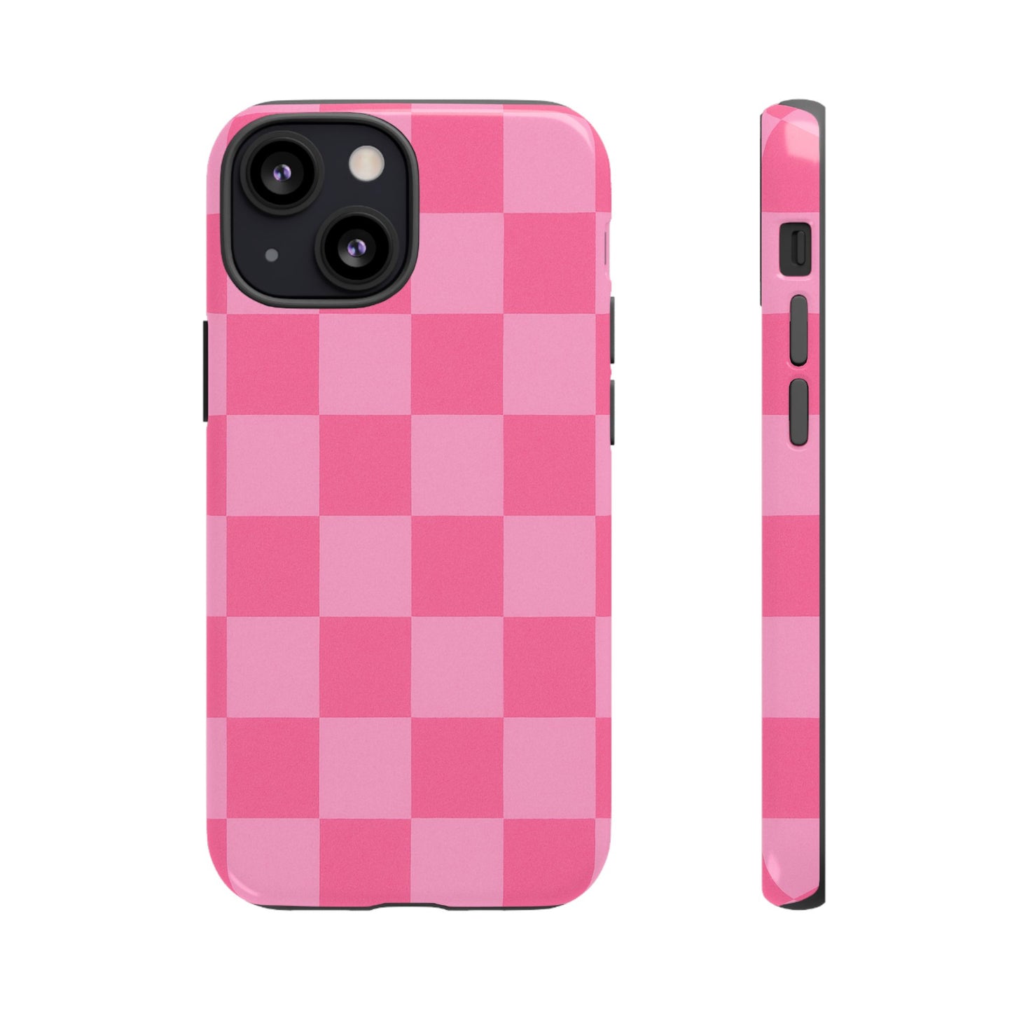 Pink Checkerboard Phone Case – Cute Aesthetic Tough Case for iPhone & Samsung