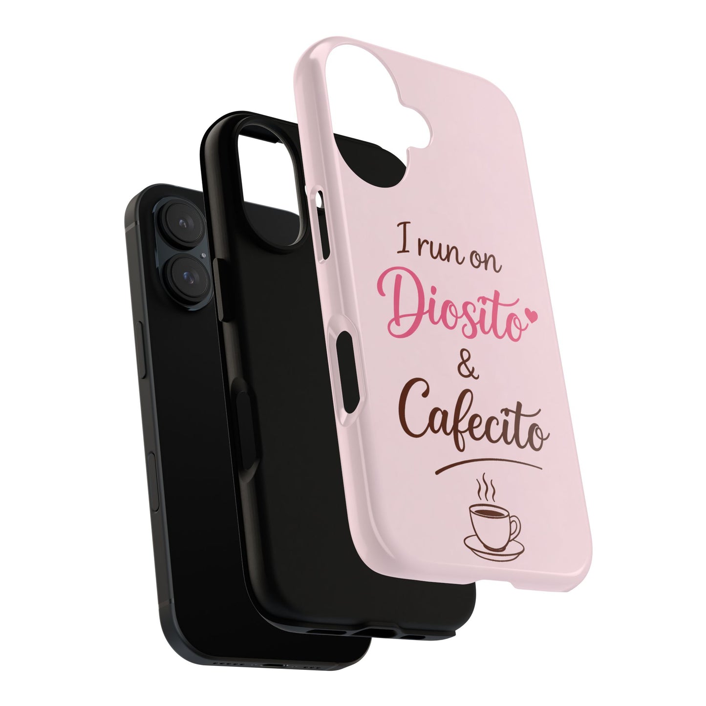 I Run on Diosito y Cafecito Phone Case, Pink Aesthetic Latina Faith Coffee Case, Girly Protective iPhone Samsung Cover