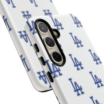Blue LA Monogram Pattern Phone Case | Minimal Baseball Inspired Tough Cover