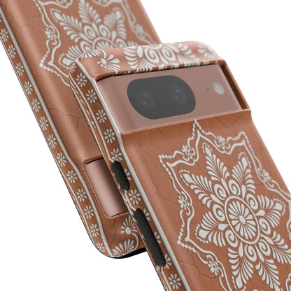 Talavera Terracotta Phone Case | Mexican Floral Pattern iPhone & Samsung Tough Case | Boho Clay Aesthetic Cover