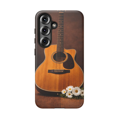 Acoustic Guitar Daisy Phone Case | Rustic Music Lover Tough Cover
