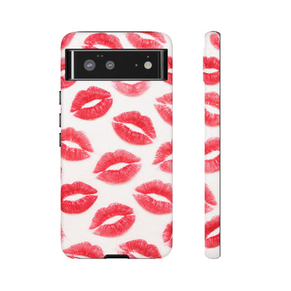 Red Lipstick Kiss Phone Case – Sexy Lip Print Pattern Tough Protective Cover
