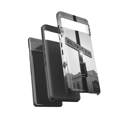 Hollywood Blvd Phone Case | Vintage Los Angeles Street Sign | Black & White LA Aesthetic
