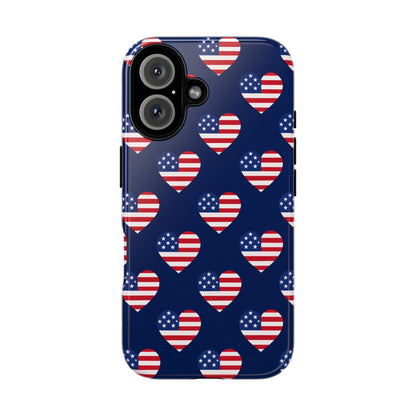 Patriotic American Flag Heart Phone Case – Tough Shockproof, USA Stars & Stripes for Iphone, Samsung Galaxy and Pixel