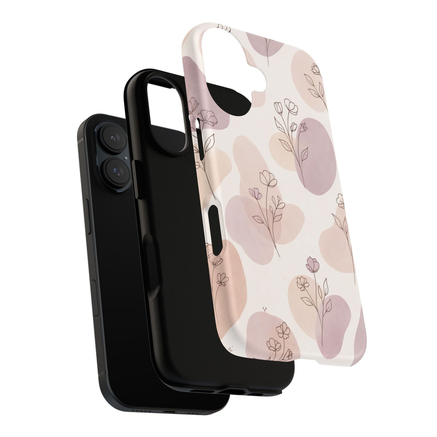 Blush Floral Phone Case Neutral Botanical Watercolor Tough Cover