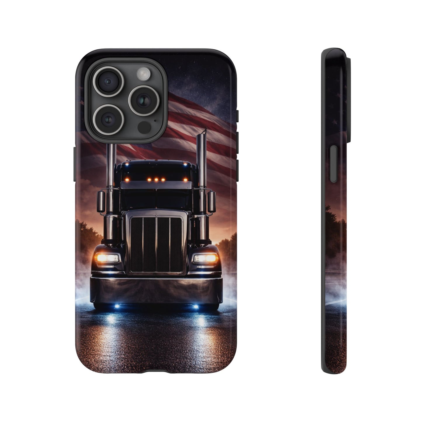 Semi Truck Phone Case American Flag Big Rig Trucker Gift iPhone Samsung